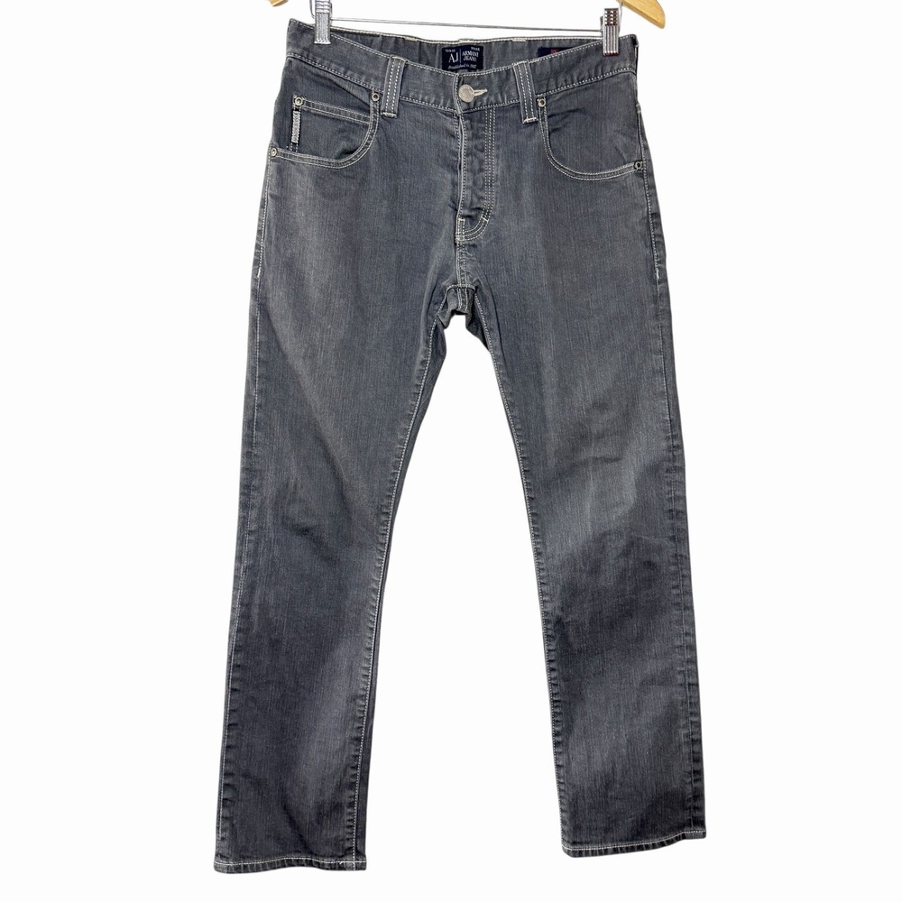Armani Jeans Mens J08 Slim Gray Denim 30x30 Button Fly Stretch Quiet Luxury